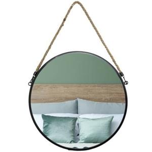 MISOU Spiegel Rond met Touw Zwart Spiegels 37cm Wandspiegel Wanddec...