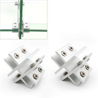 2 stks cross-type aluminiumlegering glas combinatie klem kabinet partitie Fixing clip gecliped 10-12mm