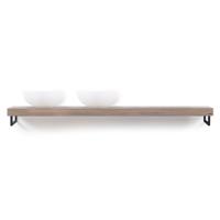 Looox Wooden Base Shelf solo 200 cm, eiken old grey, handdoekhouders mat zwart