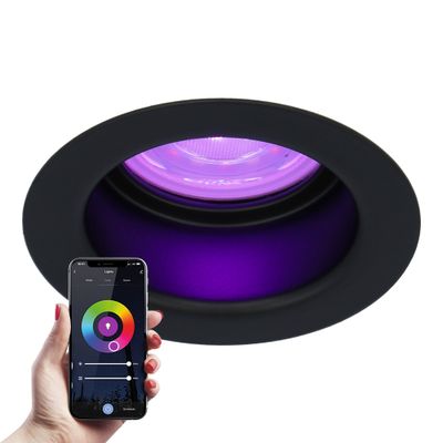 HOFTRONIC SMART Mari smart LED inbouwspot verzonken - 5.5 Watt - RGBWW - WiFi+BLE - Verwisselbare GU10 - Dimbaar - voor binnen en buiten - Zwart