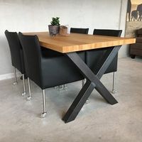 Set van 4 leren kuip eetkamerstoelen - met wieltjes - zwart leer - Echt leer, Modern, ontdek de vele Leersoorten en Kleuren bij ShopX