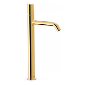 Wastafelkraan Tres Study | Opbouw | Mengkraan | Hoog model | 1-knop | Rond | 24k Goud glans