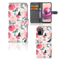 Xiaomi Redmi Note 10S | 10 4G | Poco M5s Hoesje Butterfly Roses - thumbnail