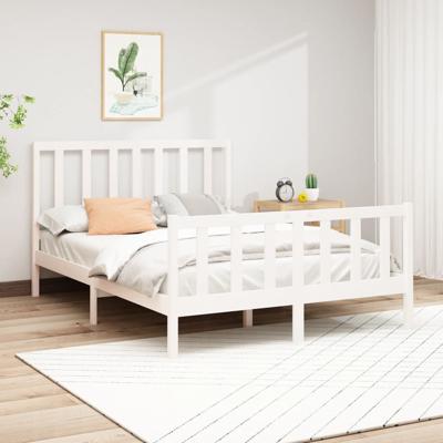 Bedframe zonder matras massief grenenhout wit 140x190 cm