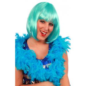 Verkleed veren boa - turquoise blauw - 180 cm - Carnaval verkleed accessoires - Dames - Veertjes