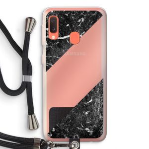Zwart marmer: Samsung Galaxy A20e Transparant Hoesje met koord