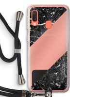 Zwart marmer: Samsung Galaxy A20e Transparant Hoesje met koord
