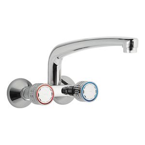 Keukenkraan Tres ESE-23 | Wandmontage | 360° Draaibaar | Mengkraan | 2-knops | Rond | Chroom