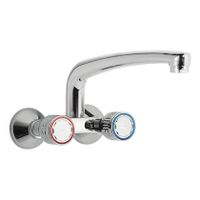 Keukenkraan Tres ESE-23 | Wandmontage | 360° Draaibaar | Mengkraan | 2-knops | Rond | Chroom
