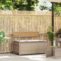 Tuinbank met kussen beige polyrotan