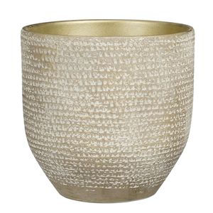 Plantenpot/bloempot Carrie terracotta champagne met flakes patroon - D24/H22 cm