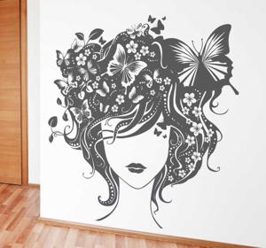 Sticker artistiek gezicht vlinders