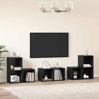 TV-kast set 6 pcs Zwart Eiken 37 x 35 x 72 cm Bewerkt hout
