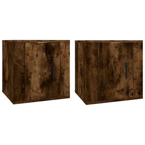 The Living Store TV wandmeubel - Gerookt eiken - Set van 2 - 40 x 34.5 x 40 cm