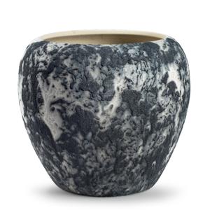 Plantenpot/bloempot Marble - wit/zwart - keramiek - D24 x H22 cm