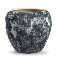 Plantenpot/bloempot Marble - wit/zwart - keramiek - D24 x H22 cm - thumbnail