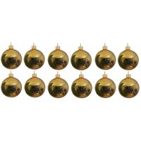 12x Glazen kerstballen glans goud 10 cm kerstboom versiering/decoratie   - - thumbnail