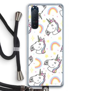 Rainbow Unicorn: Sony Xperia 5 II Transparant Hoesje met koord