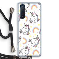 Rainbow Unicorn: Sony Xperia 5 II Transparant Hoesje met koord