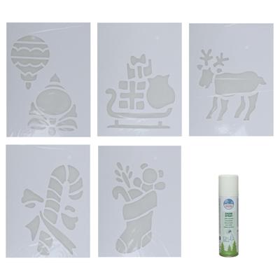 Kerst sfeer raamsjablonen met ECO spuitsneeuw - 5x stuks - 22 x 35 cm - raamdecoratie