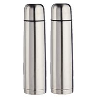 2x stuks RVS thermosflessen/isoleerflessen 1 liter