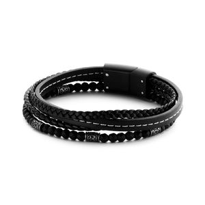 Frank 1967 7FB 0247 Armband leder/natuursteen zwart 21 cm