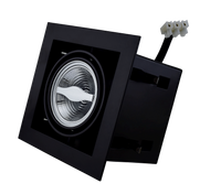 Armatuur met zwarte rand voor AR70 LED spot draaibaar en kantelbaar, wordt in het plafond gemonteerd met zichtbare zwarte rand