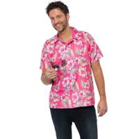 Tropical party Hawaii blouse heren - bloemen - roze - carnaval/themafeest