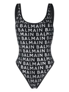 Balmain maillot de bain à logo imprimé - Noir