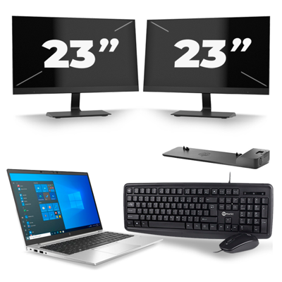 HP EliteBook 840 G8 - Intel Core i7-11e Generatie - 14 inch - 16GB RAM - 256GB SSD - Windows 11 + 2x 23 inch Monitor