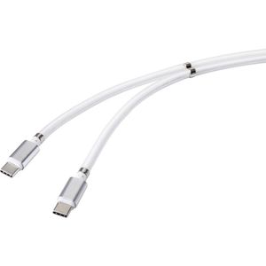 Renkforce USB-kabel USB 2.0 USB-C stekker, USB-C stekker 2.00 m Wit Vergulde steekcontacten TO-6886785