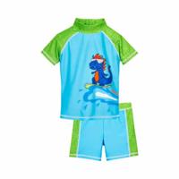 Playshoes tweedelige zwemsuit Dino Blauw Groen-122-128