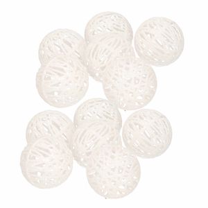 12x Rotan kerstballen wit met glitters 5 cm kerstboomversiering