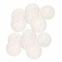 12x Rotan kerstballen wit met glitters 5 cm kerstboomversiering - thumbnail