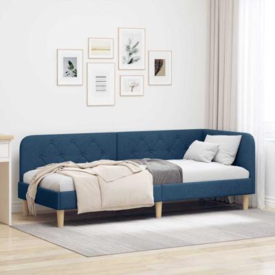 Hoekbedframe met hoofdeinde Blauw 80 x 200 cm Stof