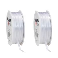 2x Luxe witte satijnen lint rollen 0,3 cm x 50 meter cadeaulint verpakkingsmateriaal - Cadeaulinten - thumbnail