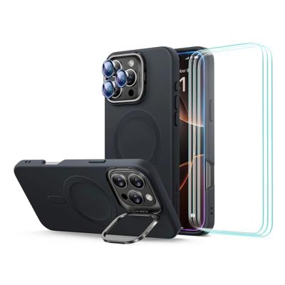 iPhone 16 Pro Cloud Soft Case with Stash Stand Protection Bundle - Black