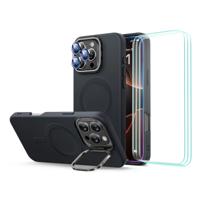iPhone 16 Pro Cloud Soft Case with Stash Stand Protection Bundle - Black