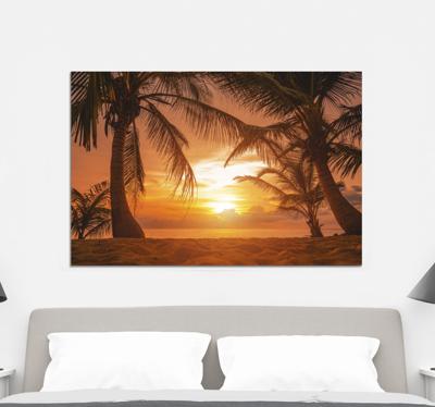 Canvas schilderij Zonsondergang op het strand