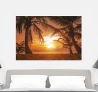 Canvas schilderij Zonsondergang op het strand