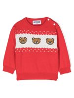 Moschino Kids pull en maille intarsia à imprimé ourson - Rouge - thumbnail