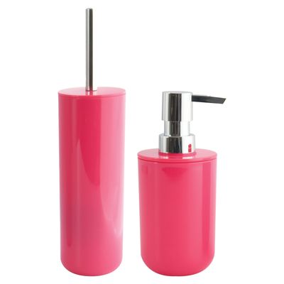 MSV Badkamer accessoires set - fuchsia roze - zeeppompje/wc-borstel