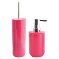 MSV Badkamer accessoires set - fuchsia roze - zeeppompje/wc-borstel
