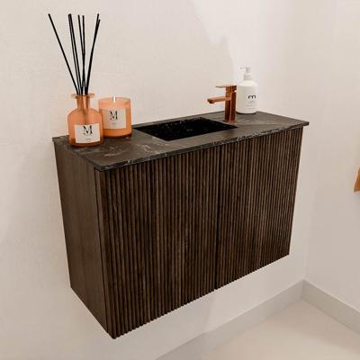 Toiletmeubel Mondiaz Joya Dlux | 60 cm | Meubelkleur Walnut | Faye wastafel Lava Wasbak Midden | 1 kraangat