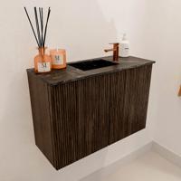 Toiletmeubel Mondiaz Joya Dlux | 60 cm | Meubelkleur Walnut | Faye wastafel Lava Wasbak Midden | 1 kraangat