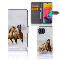 Samsung Galaxy M53 Telefoonhoesje met Pasjes Paarden - thumbnail