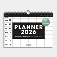 A4 Spiraal Familieplanner 2026 Zwart