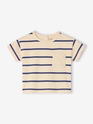 Gestreept t-shirt baby van katoen blauw, gestreept Gestreept t-shirt baby van katoen blauw, gestreept