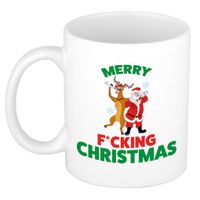 Merry fucking Christmas foute Kerst cadeau mok - wit - thumbnail