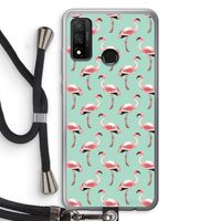 Flamingoprint groen: Huawei P Smart (2020) Transparant Hoesje met koord